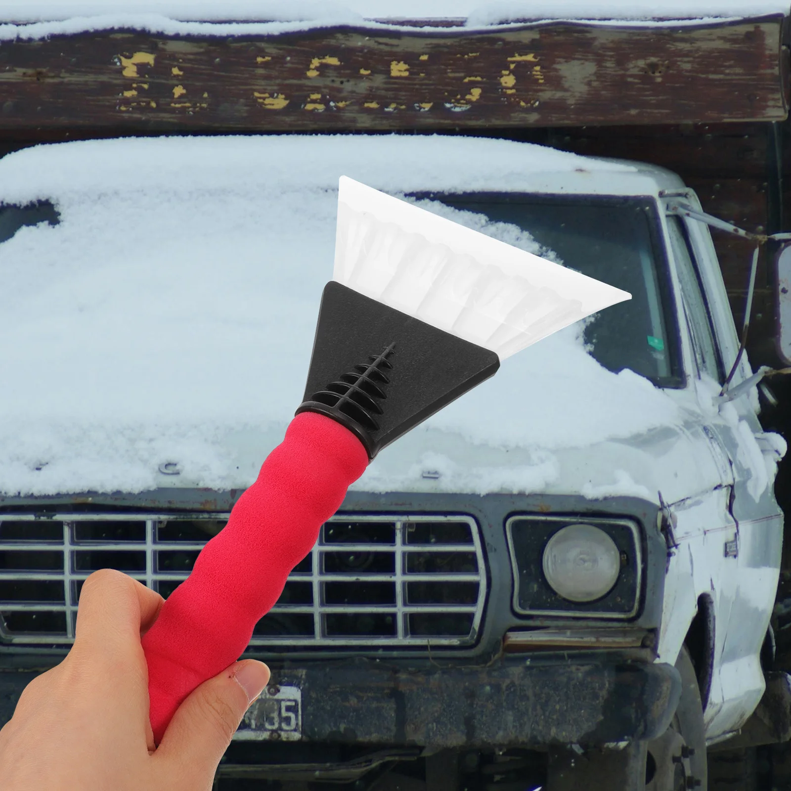 

2Pcs Snow Shovel for Car Windshield Black Red Ice Scraper with Non Slip Grip Plastic Snow Removal Tool for Winter Driving Safety