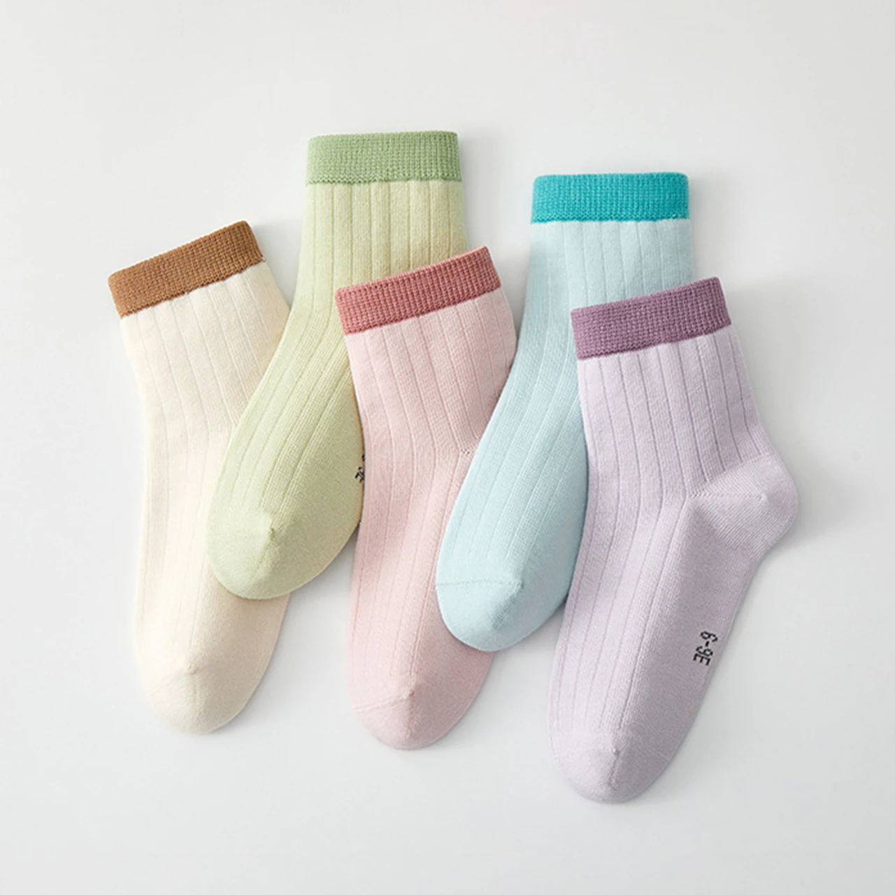 

4Pairs Candy Color Girl Cotton Socks Striped Middle Tube Sock 0-3Year Children Footwear Sport Sweat Absorption Kids Cotton Sock
