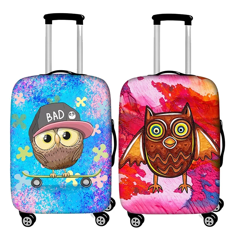 3D Cute Owl Pattern Luggage Protective Covers for 18-32 Inches Thickening Elastic Luggage Cover Suitcase Case Travel Accessories