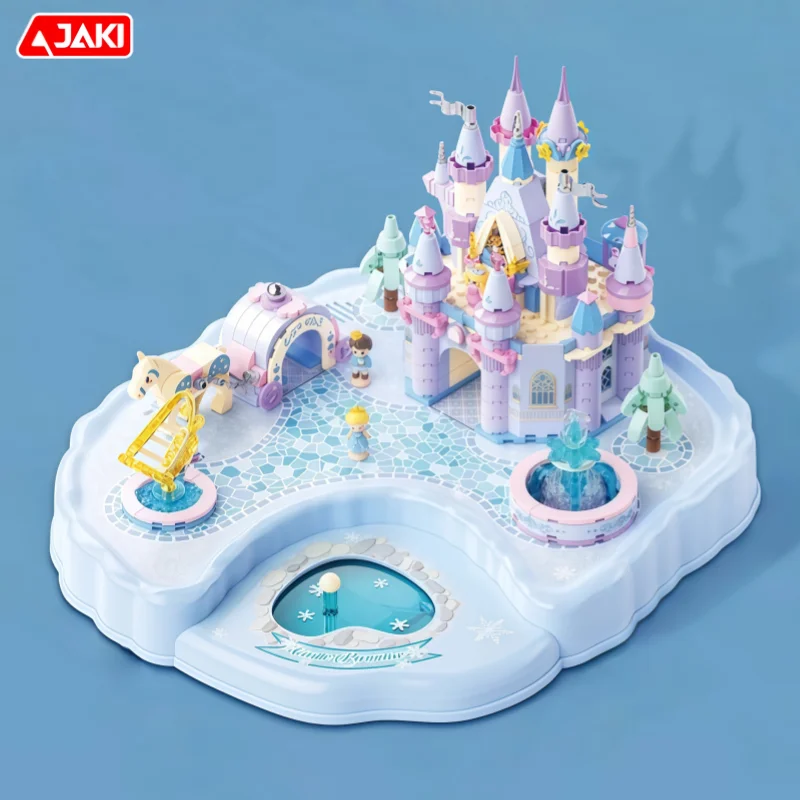 JAKI blocs de construction glace et neige château magnétique Puzzle paysage Architectural modèle ornement de bureau enfants assemblage jouet