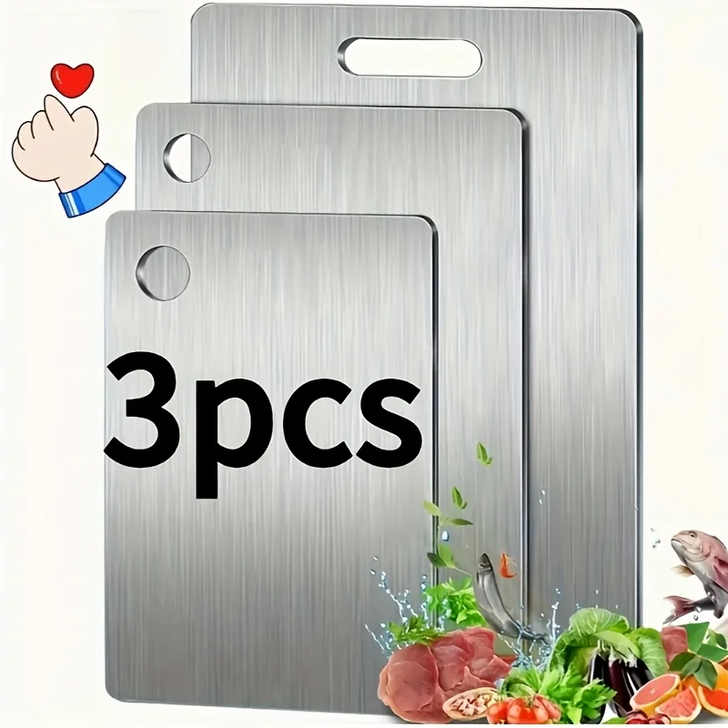 

us3pcs Stainless Steel Kitchen Plate Set, Durable, Easy to Clean, Multi-Size for Slicing Fruits, Vegetables, Meat and Bread with Food Contact Safe Slicing Plate for Kitchen and Restaurantd