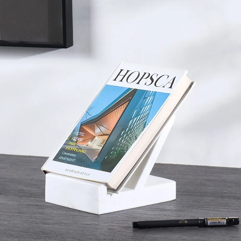 Modern Minimalist Style Marble Bookend Decorative Book Stand Magazine Holder for Living Room Desktop Home Decoration Ornament
