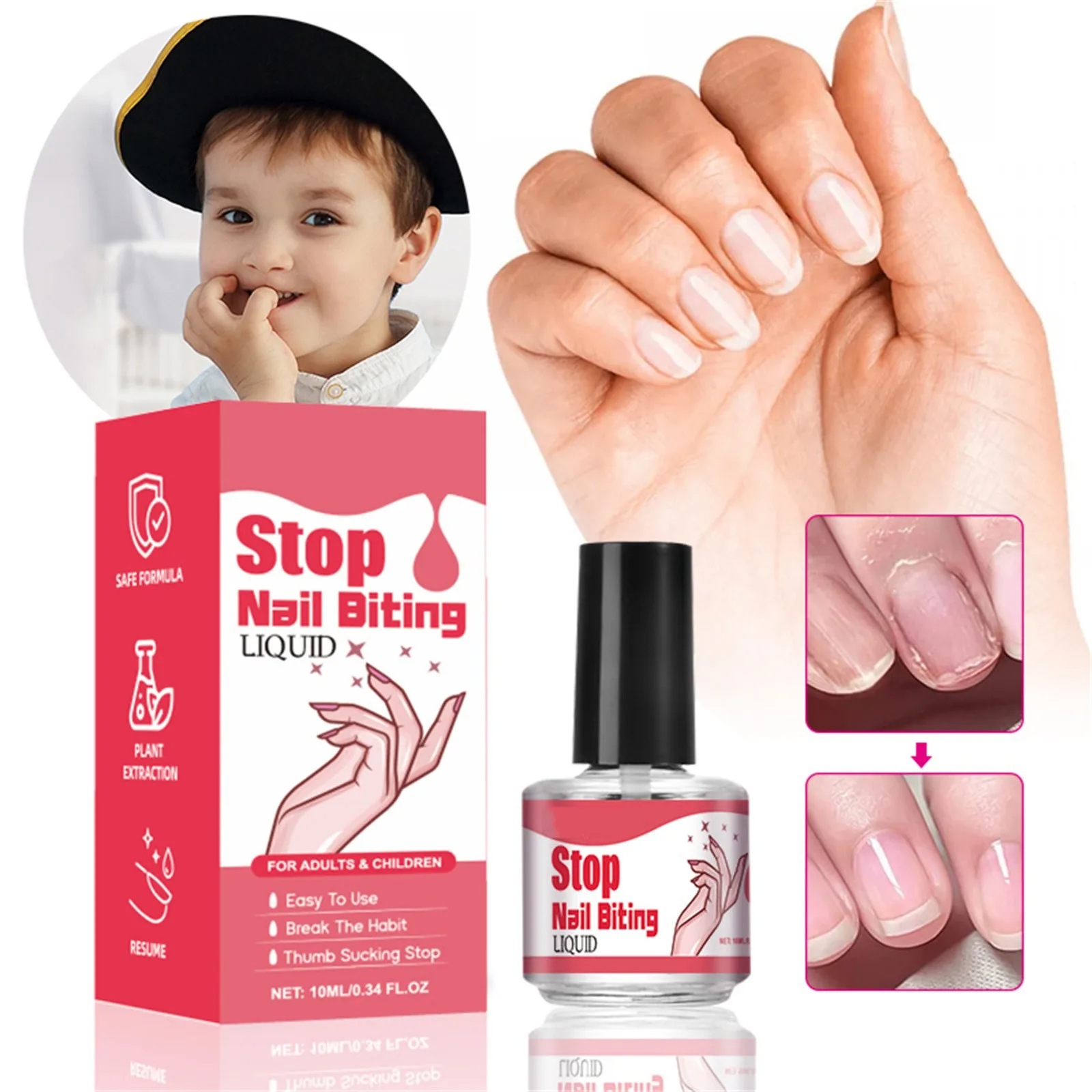 Stop Nail Biting Water, Bitter Nail Water Helps Correct Nail Biting Behavior, Safty Thumb Sucking Stop For Kids Children 15ml