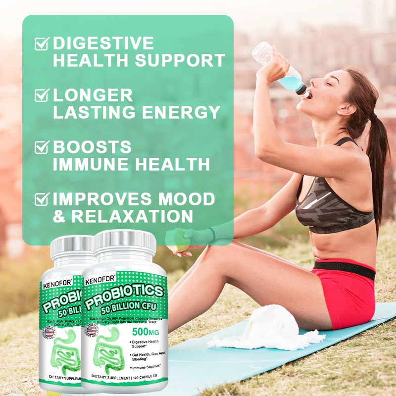 البروبيوتيك 50 مليار CFU لكل خدمة الصحة الهضمية ودعم الأمعاء والمناعية - يدعم الإمساك في بعض الأحيان والغاز والنفخ