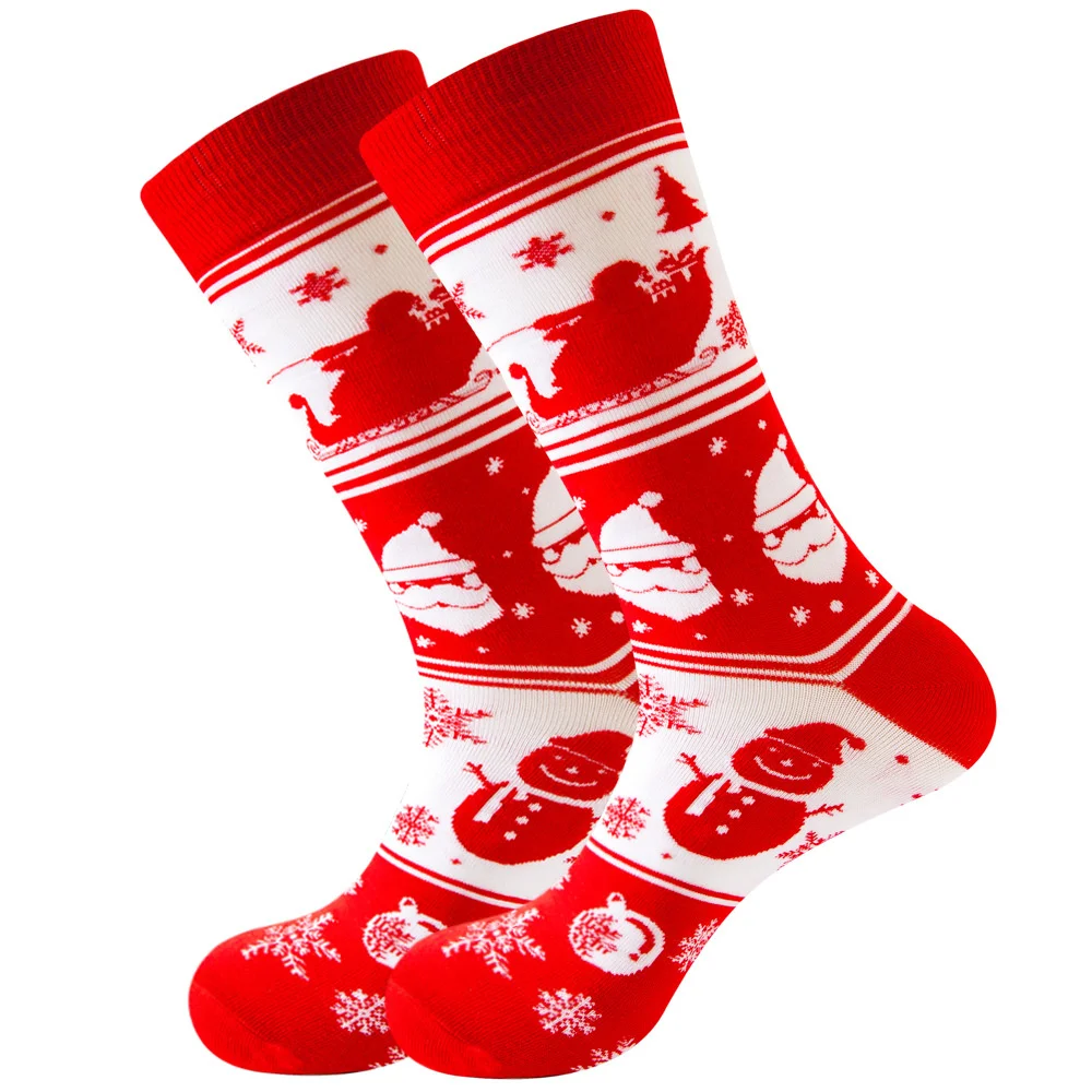 Chaussettes de noël amusantes, motif arbre, père noël, flocon de neige, rayures colorées, élan, neige, Tube en coton, cadeau Simple et joyeux, nouveauté 2022