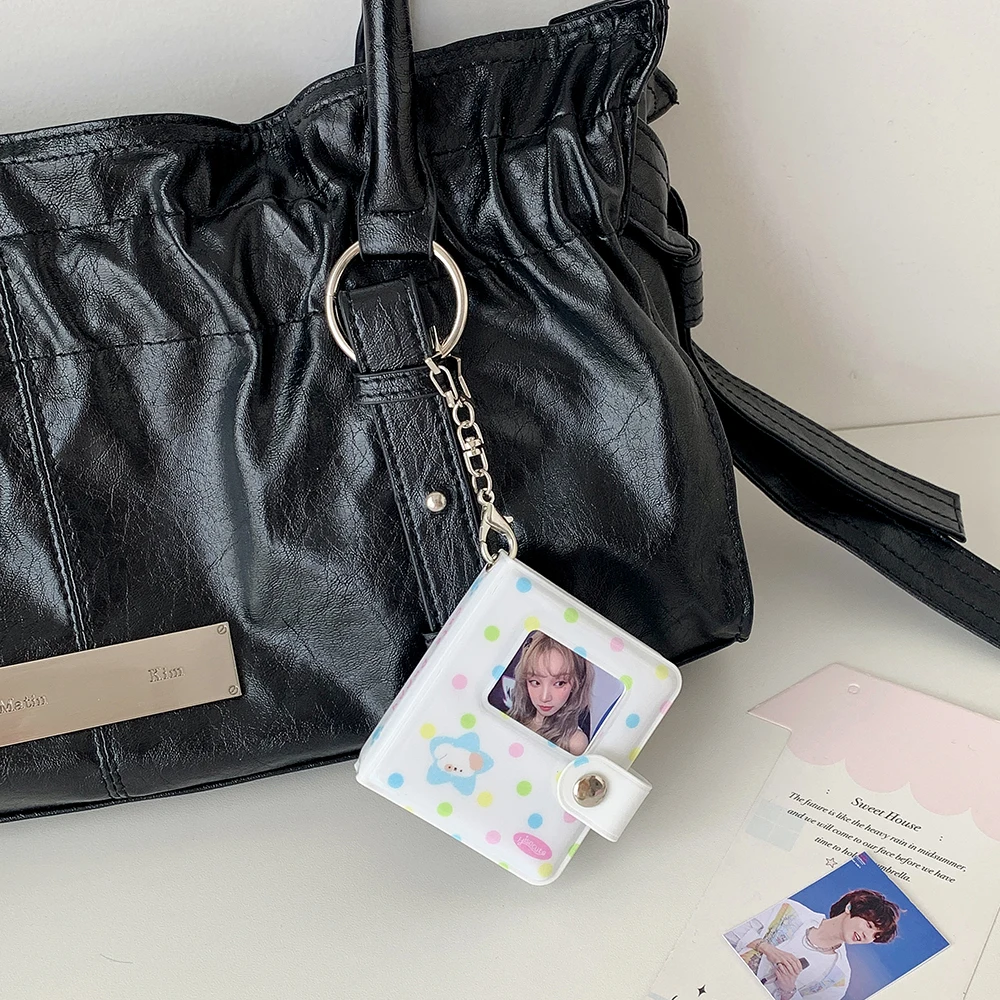 Y2k Fashion Korean Style Color Mini 2-Inch Photo Album Cute Girls Backpack Pendant Decoration Keychain Storage Card Holder Gifts