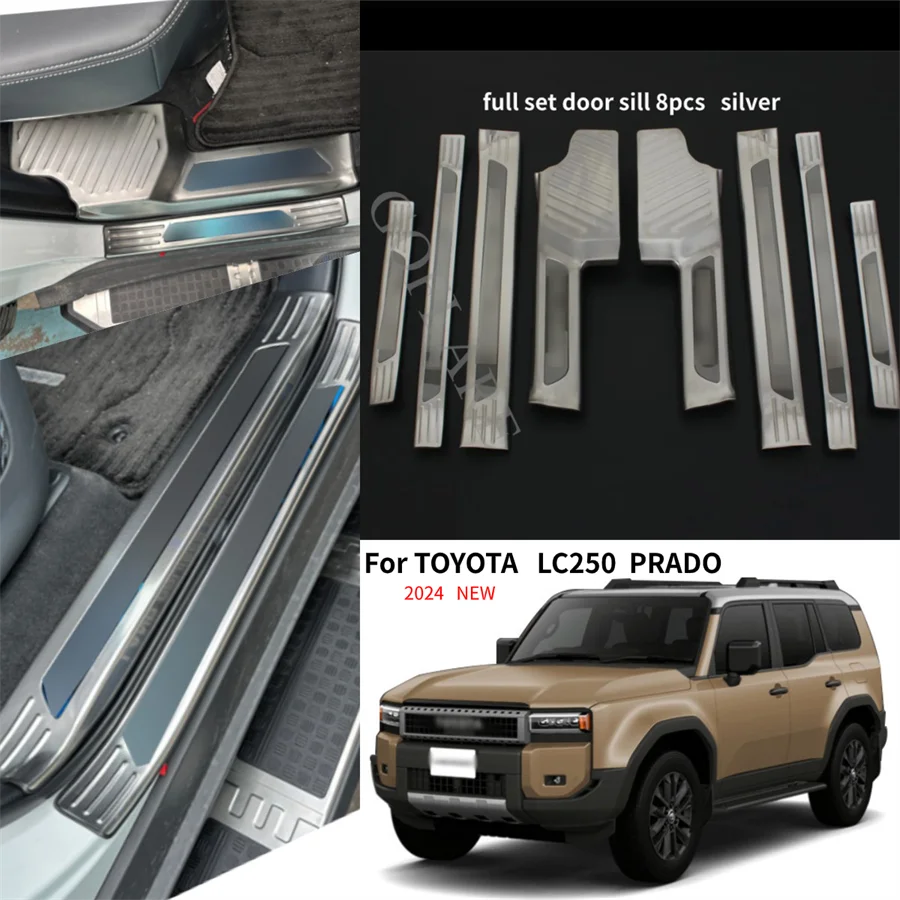 

For Toyota Land Cruiser 250 Prado LC250 2024 Door Sill Scuff Plate Welcome Pedal Threshold Protection Bar Cover Car Accessorios