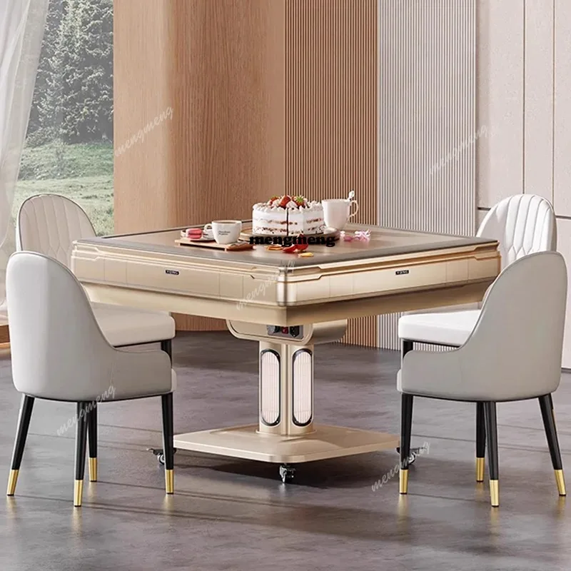 

Nordic Roller Coaster Card-Dealing Mahjong Table Modern Automatic Mahjong Game Dining Table Heatable Foldable Home Furniture