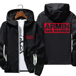 Casual Men Windbreaker Thin Reflective Sunscreen ARMIN VAN BUUREN BLAH Zipper Hooded Coat Fashion Pilot Cycling Jacket