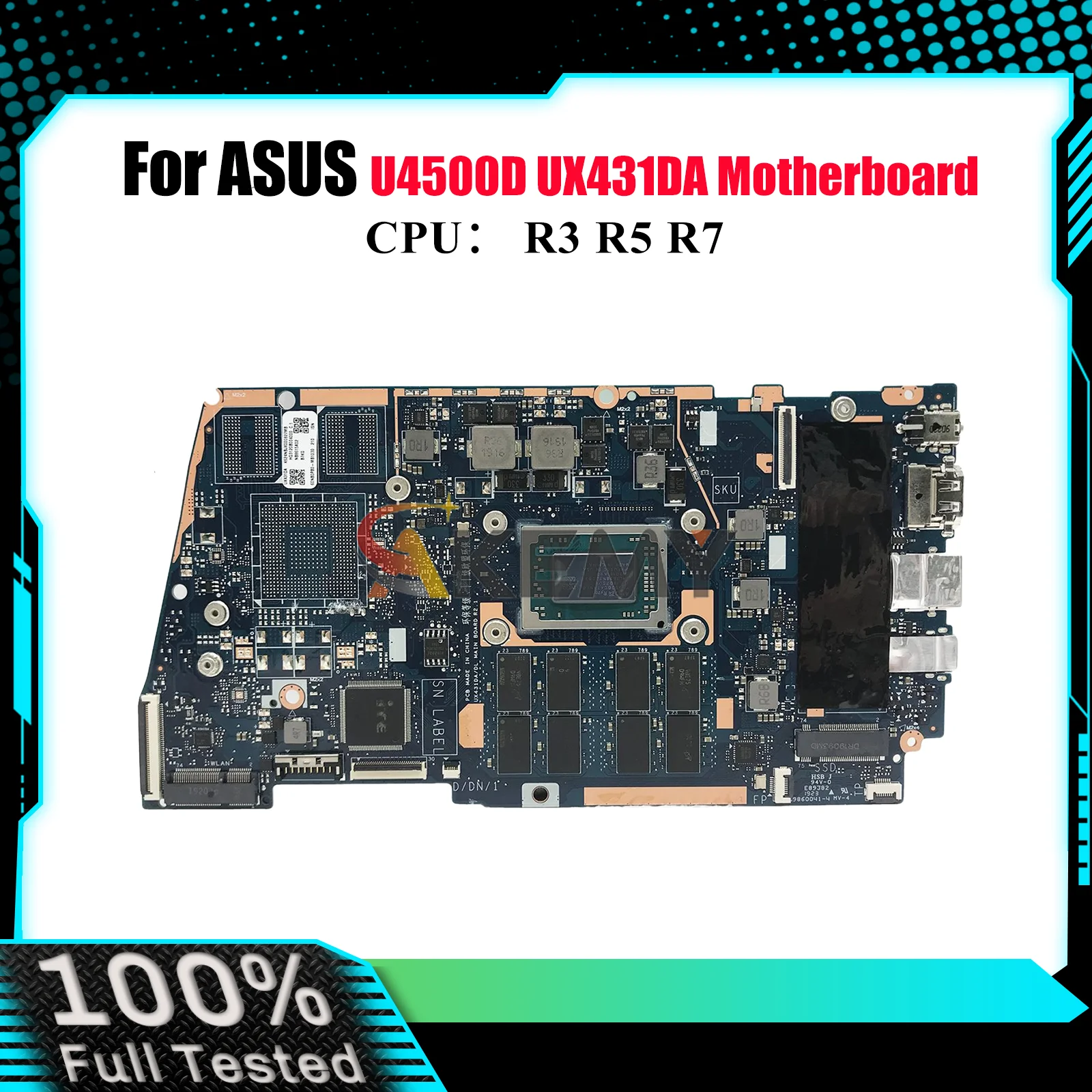 

UX431DA Laptop Motherboard For ASUS ZenBook UX431D U4500D UX431DA Notebook Mainboard With R3 R5 R7 CPU 100% tests OK fast ship