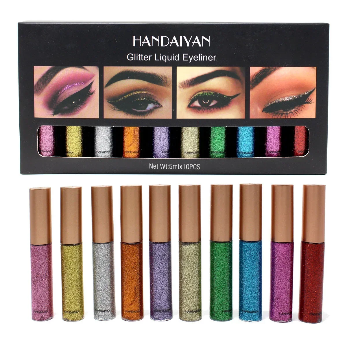 

In Stock Handaiyan Liquid Eyeliner 10-color Set Stage Makeup Glitter Pearl Sparkling Liquid Eyeliner Set