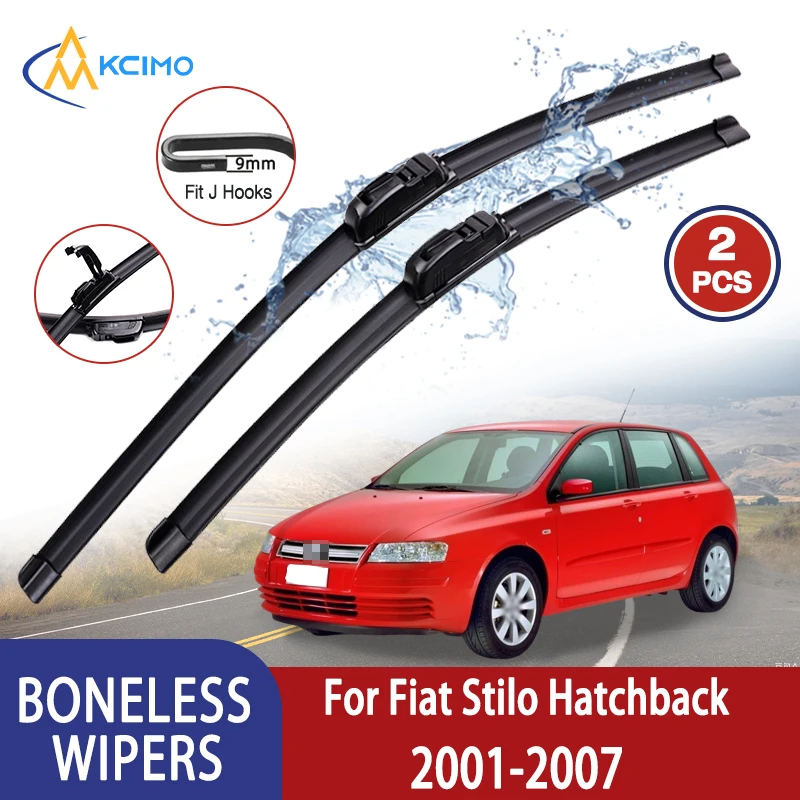 Kcimo para Fiat Stilo Hatchback 2001-2007 limpiaparabrisas de coche tipo U limpiaparabrisas sin hueso de goma suave HD limpiaparabrisas automotriz duradero silencioso 21 "+ 19"