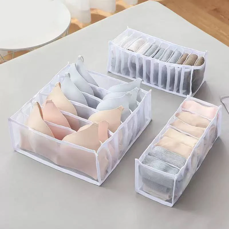 New！11/7/6 Girds Lingerie Drawer Style Storage Box Home Mesh Sock Organizer Boxes Wardrobe Dormitory Organiser Bag