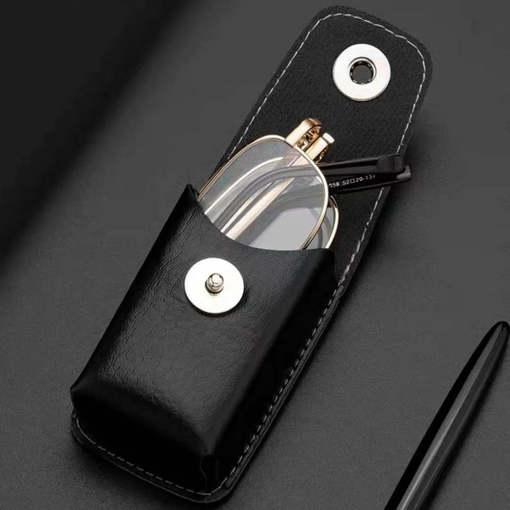 PU Leather Folding Belt Hanging Glasses Case Portable Lightweight Women Men Sunglasses Storage Box Vintage Protective Cover
