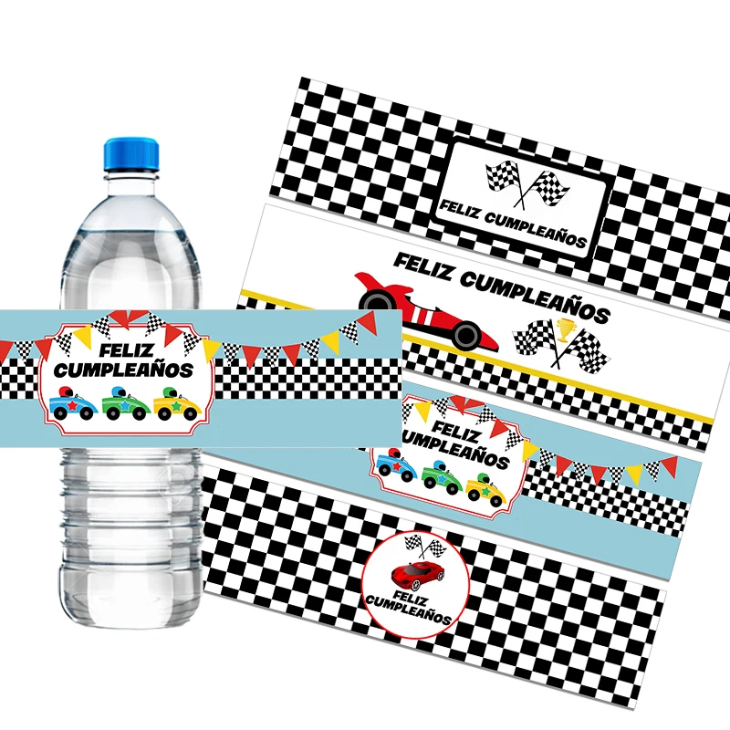 10/20pcs Racing Car Birthday Water Bottle Labels Happy Birthday Racing Party Water Bottle Wrappers Kids Party Decoration Supply