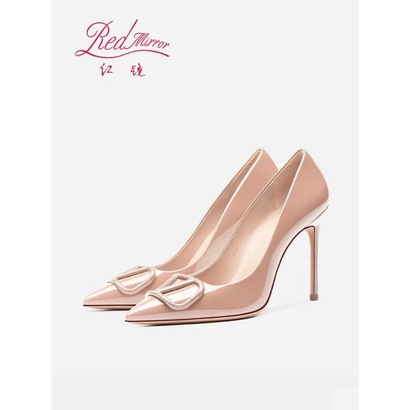 

Новинка весны 2024, голые высокие каблуки с V-образным вырезом, остроконечные французские туфли с неглубоким горлышком и тонким каблуком, универсальные профессиональные одинарные туфли