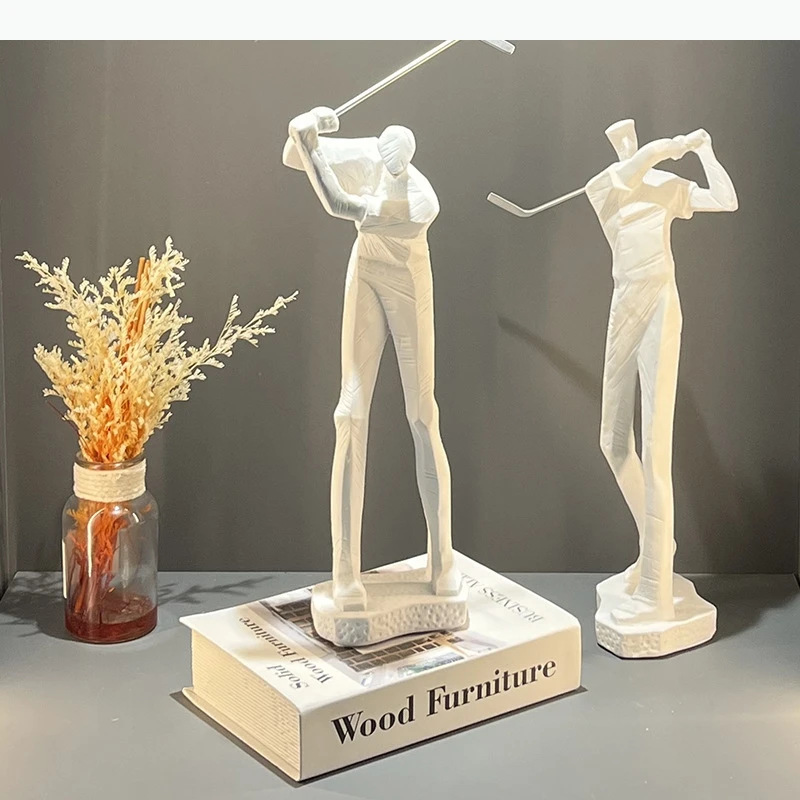 Minimalism Golfer Figures Statue Desk Decoration Ornaments Golfer Character Resins Sculpture Room Aesthetic Decor