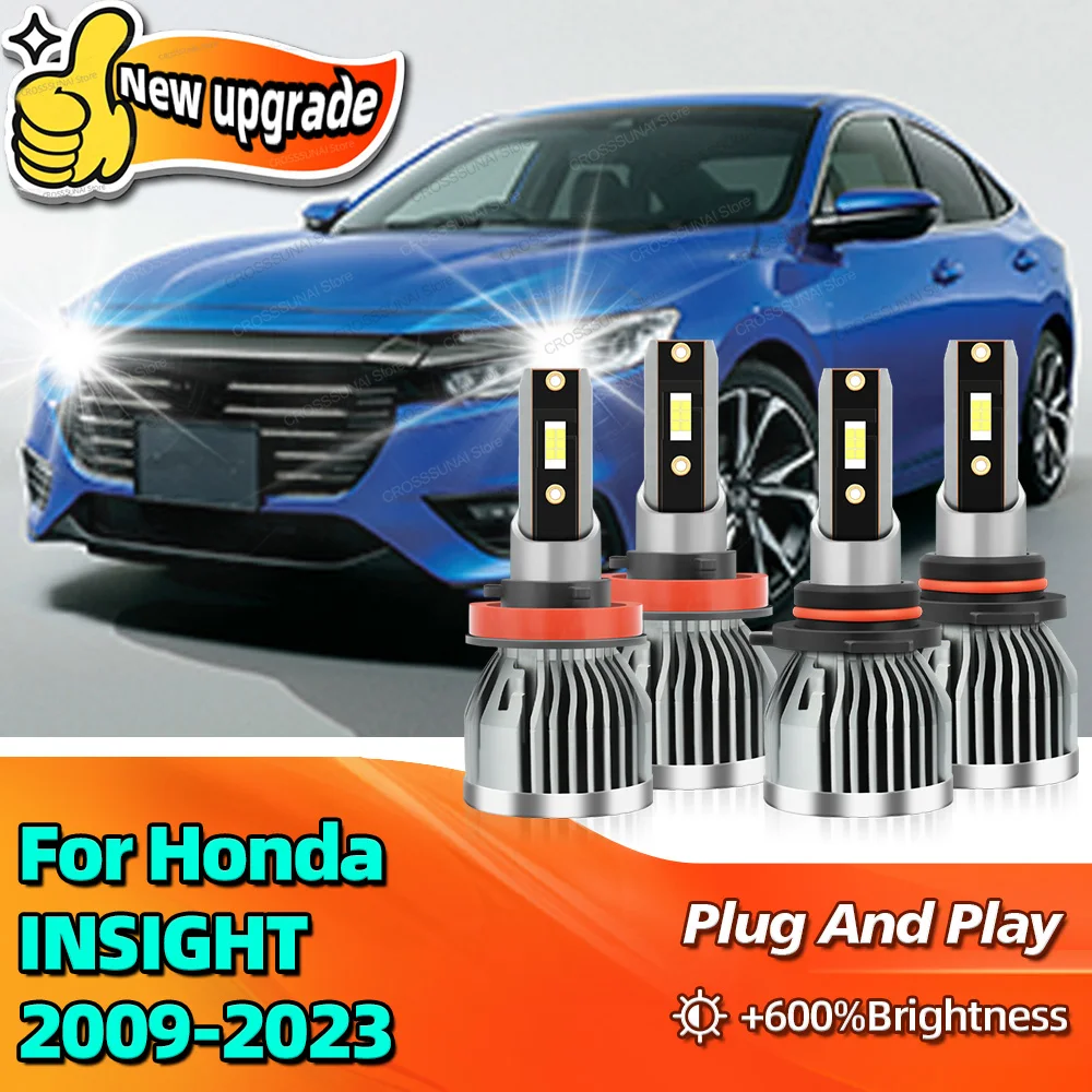 

2/4 шт. светодиодные фары Canbus, автомобильные лампы для Honda INSIGHT 2009-2023 2010 2011 2012 2013 2014 2015 2016 30000LM лампы
