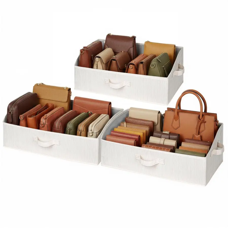 

Closet Storage Bins, Trapezoid Organizer Box for Shelves, Fabric Clothes Bin, Foldable Organizing Baskets with Handles, Large,