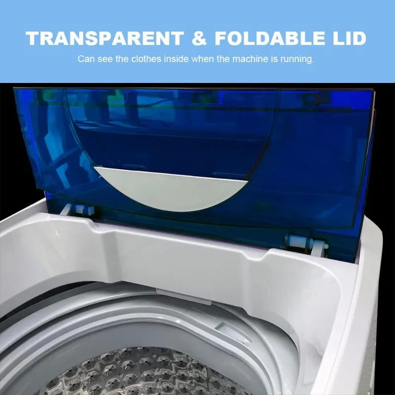 Panda Portable Washing Machine 10 LBS Load Volume, Fully Automatic 1.34 Cu.ft Laundry Washer with Built-in Drain Pump, Top Load