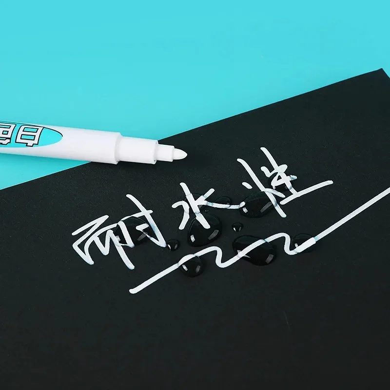 1 قطعة قلم تحديد أبيض زيتي مقاوم للماء قلم جل دائم لكتابة الرسم الأبيض DIY ألبوم الكتابة على الجدران القلم القرطاسية للكمبيوتر المحمول #5