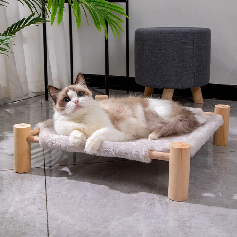 Elevated Pet Bed, Cat And Dog Stool Bed, Pet Chair With Wooden Legs, Plush Pet Bed, Puppy Sofa