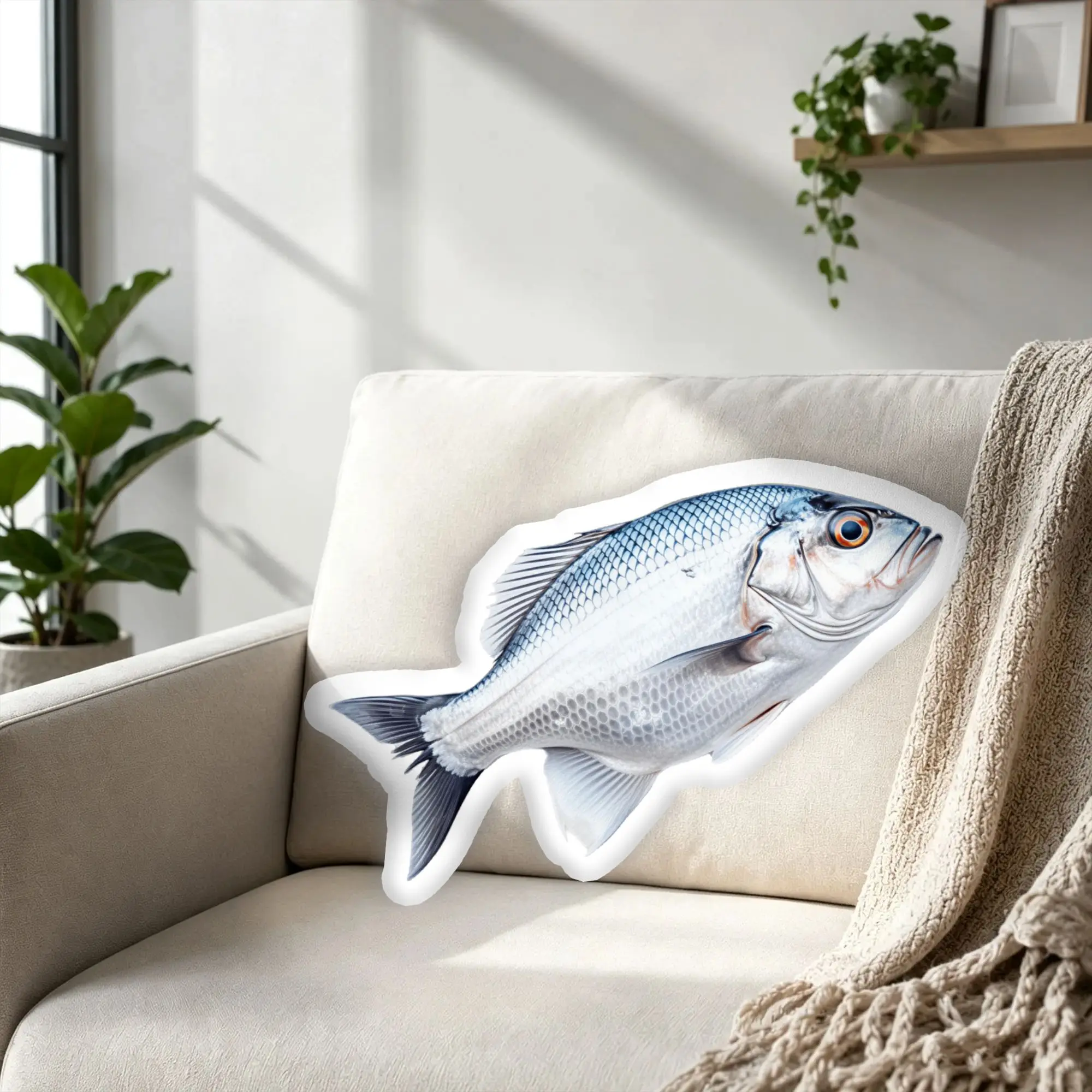 Customized Super Funny Colorful Sea Fish Throw Pillows Stuffed Soft Realistic Plush Cushion Pillow for Bed Sofa Decoration Home