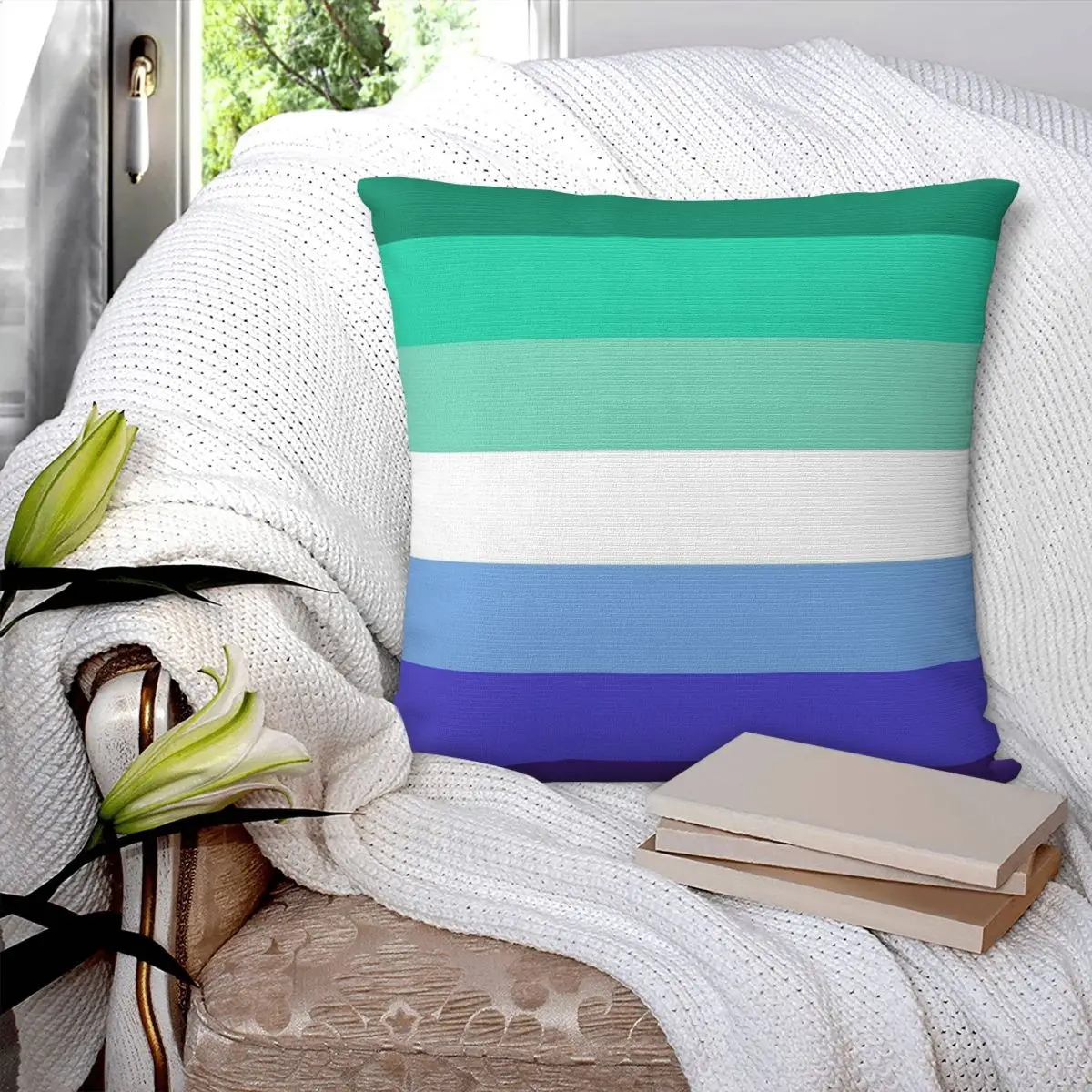 Mlm Gay Pride Flag Square Pillowcase Pillow Cover Polyester Cushion Zip Decorative Comfort Throw Pillow for Home Sofa