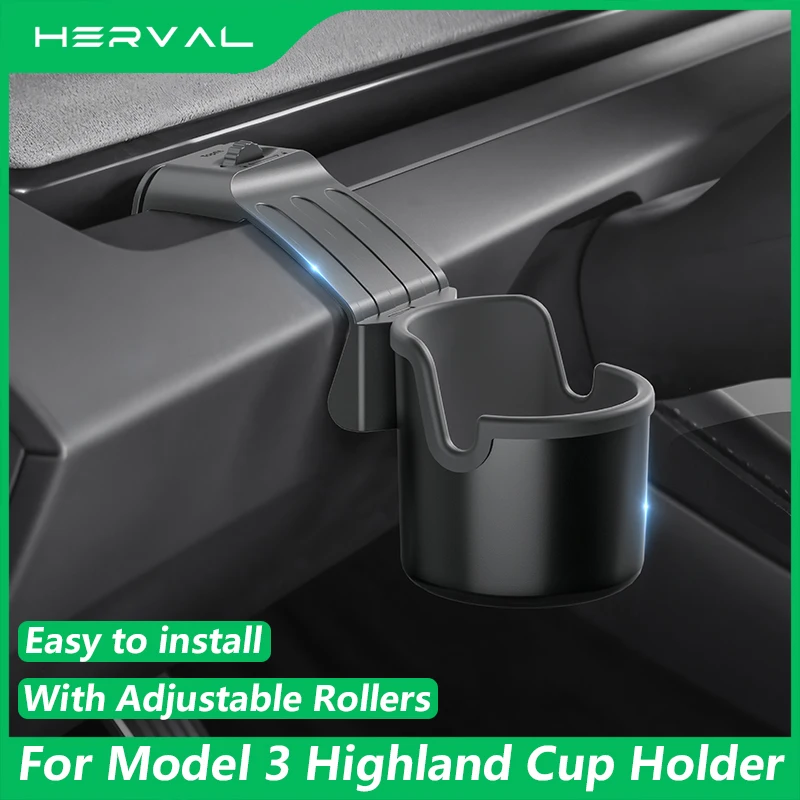 

Herval For Tesla Model Y Model 3 Highland 2021-2024 Dashboard Cup Holder Instrument Panel Water Cup Stand Mount Phone Holder