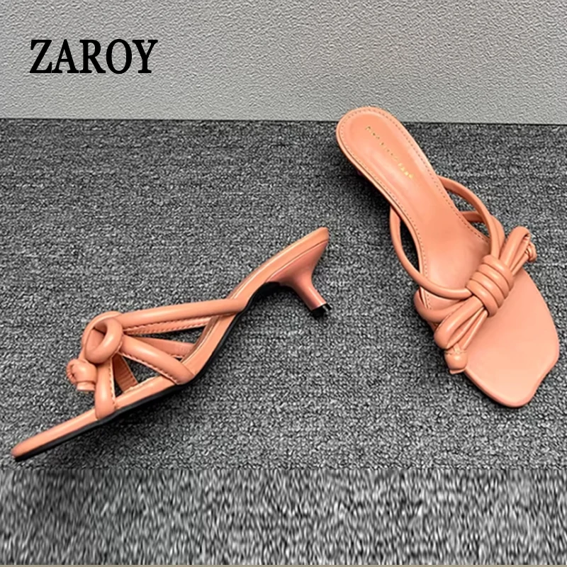 

Summer Narrow Band Women Slide Slipper Open Toe Slip On Low Heel Sandals Butterfly-knot Sweet Girls Outdoor Beach Shoes мюли