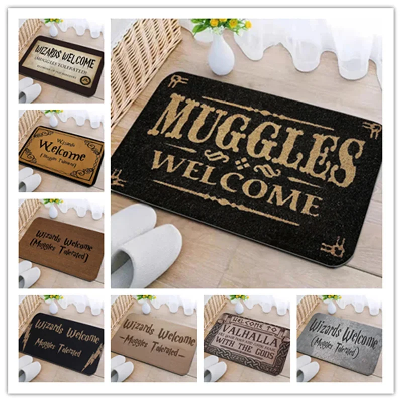 Welcome Door Mat Bathroom Rug Bath Area Non-slip Graphic Wizards Muggle Tolerated Corridor Decor Carpet Kitchen Entrance Doormat