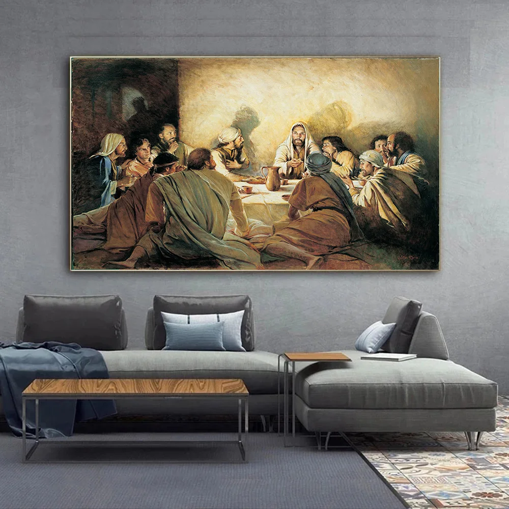 

Da Vinci Famous Painting The Last Supper Canvas Posters and Prints Jesus Religious Wall Art Pictures for Living Room Home Decor