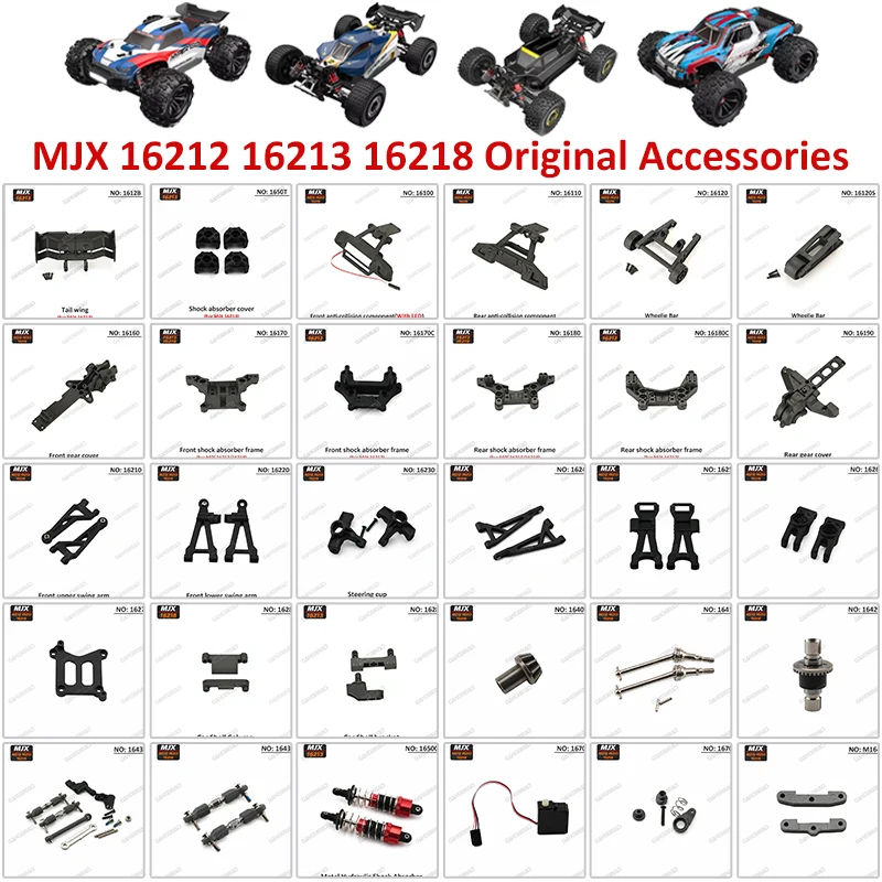 MJX 16212 16218 16213 RC Car Original Accessories, Swing Arm, Gear Cover, Steering Cup, Differential Gearbox, Drive Shaft, Parts
