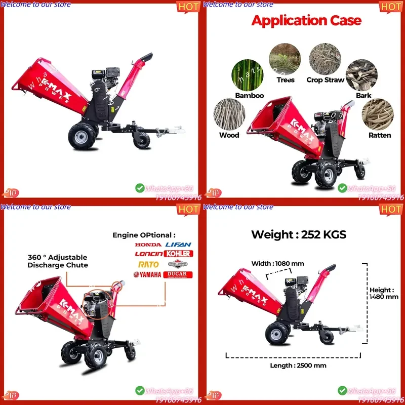 CE Certificate China Manufacturer Custom CE Certificate 15HP Four Stoke Pull or Electric Start Large Wood Chipper Shredder