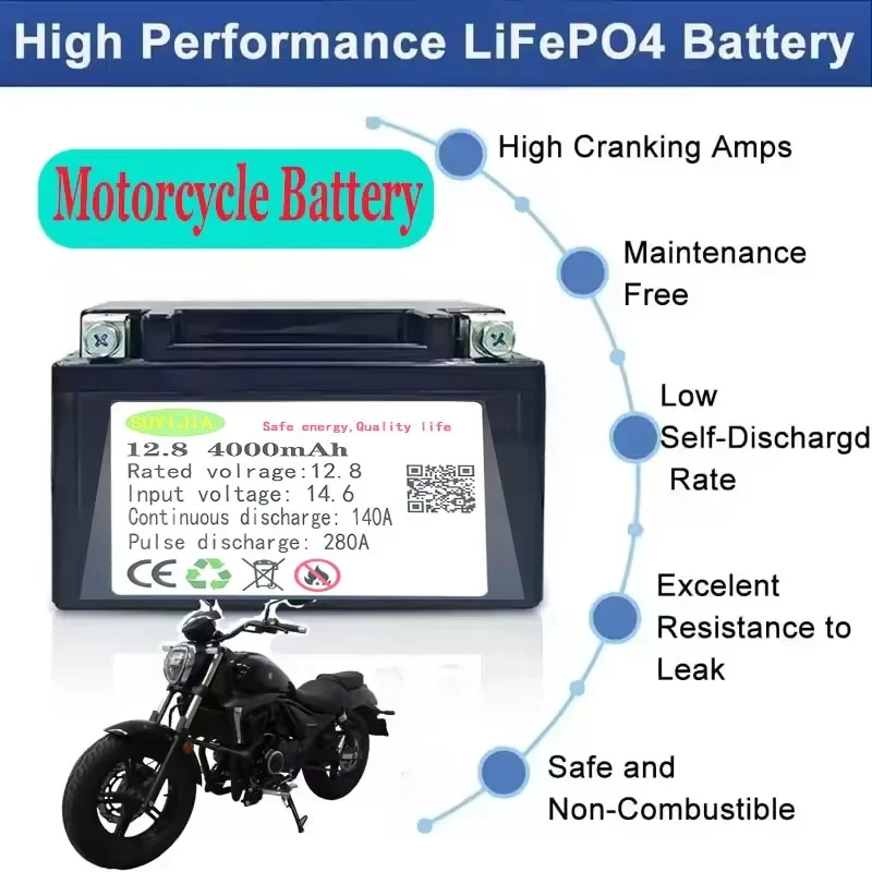 12.8V LiFePO4 Battery High-rate Discharge 45C 280A 4000mAH for Car Start, Motorcycle Start Mode Aircraft Battery