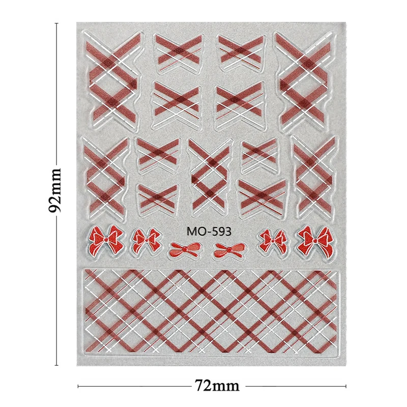 1 PC สีขาว Bowknot ตกแต่งเล็บ Y2K DIY อุปกรณ์แต่งเล็บผีเสื้อเส้นตารางรูปแบบ Self-กาวสติกเกอร์เล็บ