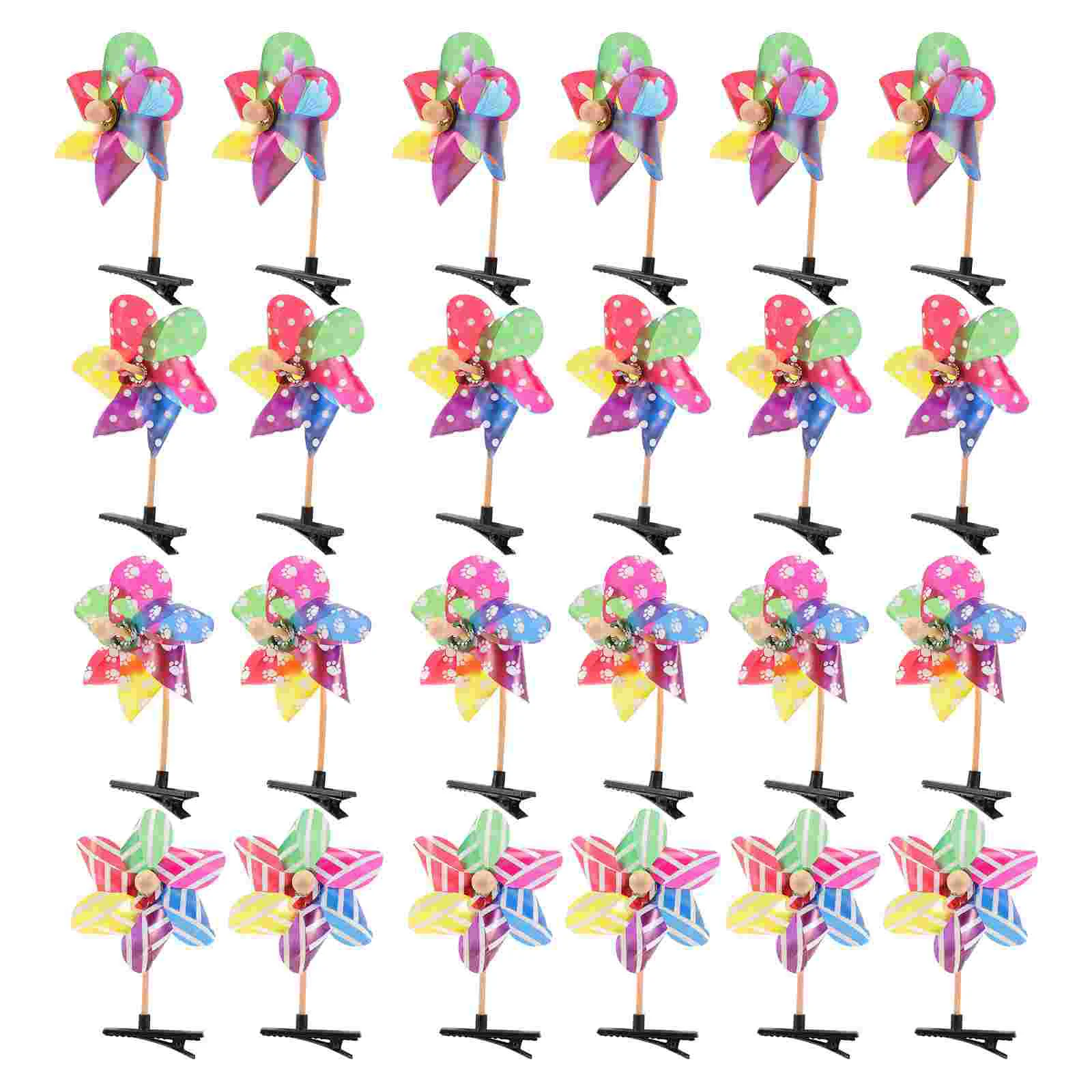 24 Pcs Windmill Hairpin Clip Mini Pinwheels Barrettes Decorative Practical Hair Accessories Women Hairstyle Toy