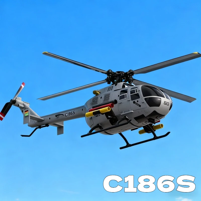 

New Upgraded 1/48 Remote Control Helicopter Bo105 Realistic C186s Six Channel Brushless Light Flow Positioning Children Rc Model