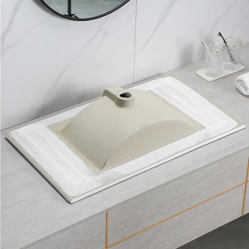 Ceramic wash Thin edge basin Bathroom cabinet Ceramic integrated  Easy to clean Glazed table  CE certification