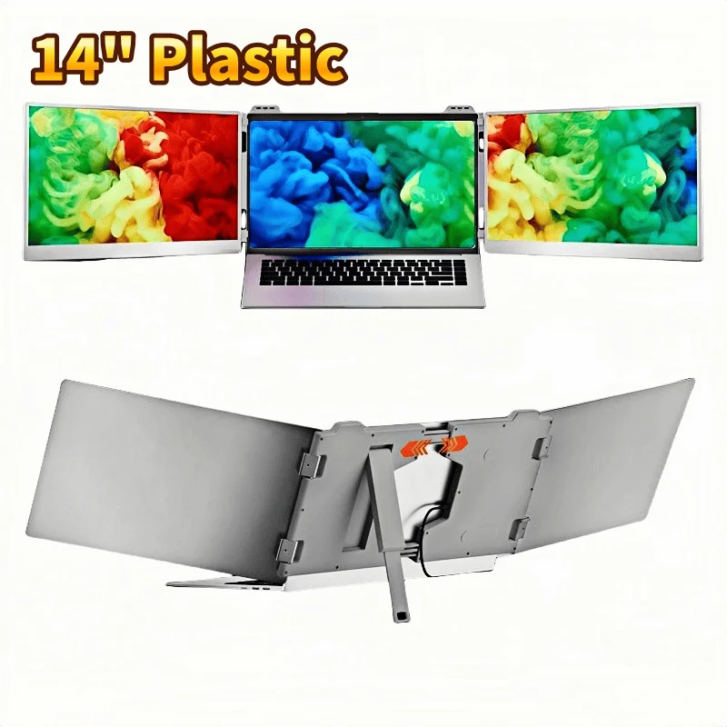 Laptop screen extender 14 inches FHD 1080P 360° Foldable dual monitor 120% sRGB HDMI USB-C stackable triple portable monito