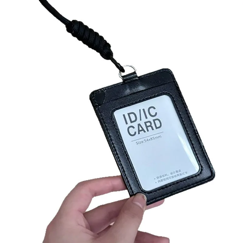 Fashion Neck Lanyard for ID Cards Multi-Functional Worker ID Card Holder Black Color Stylish Employee Security Pass Holder