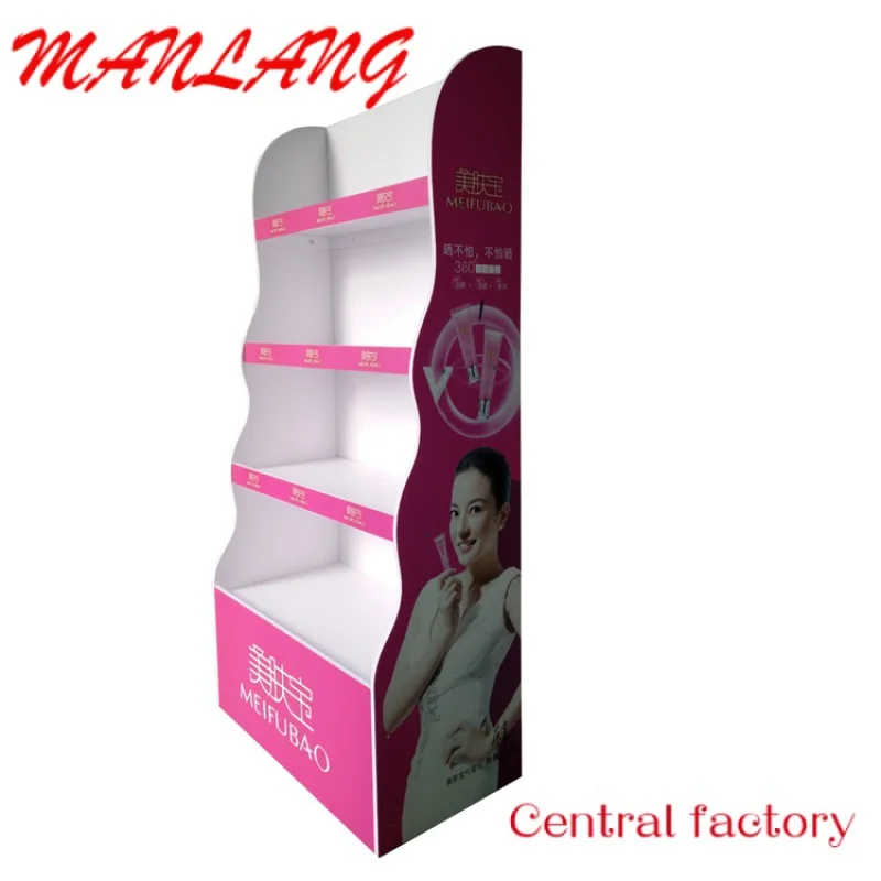 CustomDirect Sale High-Quality 3-Layer Full-Color Printed Custom Retail Store Floor Paper Display Racks Promotion Free POS Stand