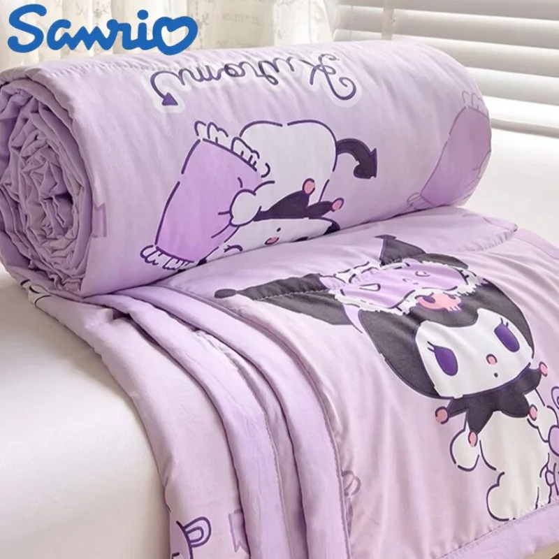 Hello Kitty Cartoon Children Summer Double-layer Gauze Summer Quilt Sanrio  Air Conditioner Kuromi Machine Thin Quilt Washable