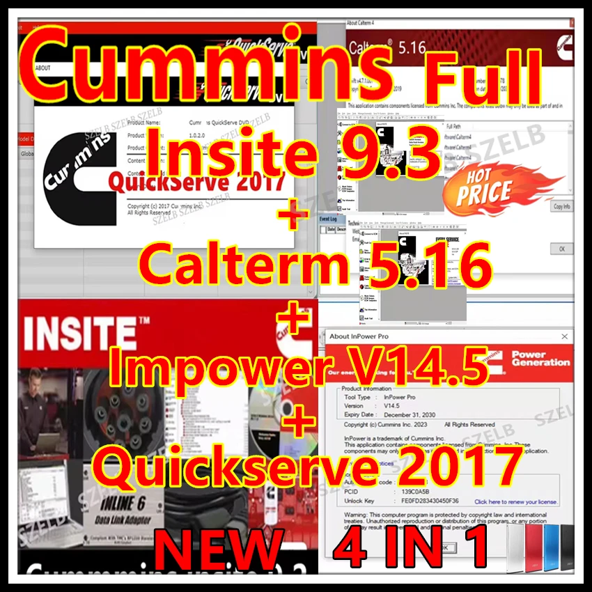 Logiciel de diagnostic Cummins Insite 9.3 + Cummins Calterm 5.16 + Inpower Pro V14.5 + QuickServe 2017 Diagnostic installable, nouveauté 2026