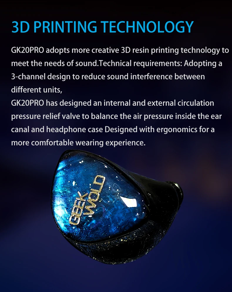 GEEKFLY GEEKWOLD GK20 PRO 3BA + 2PZT + Planar + DD IEMs HIFI