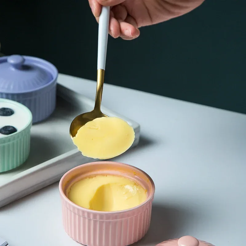 New Small Ceramic Cooking Pots with Lid Home Used Steamed Egg Stew Soup Pot Cheap Oven Hotpot Casserole Thermal Cooker