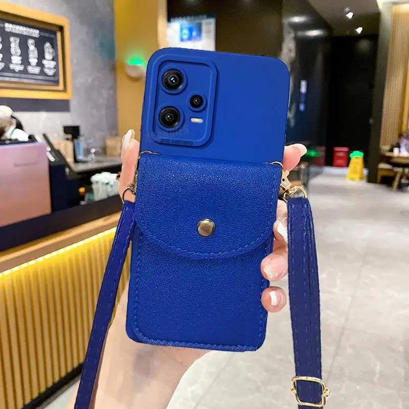 Note12 Crossbody Wallet Card Holder Case On For Xiaomi Redmi Note 12 Pro Plus 5g 12s 4g 12pro 12c Lanyard Silicone Cover Note12s