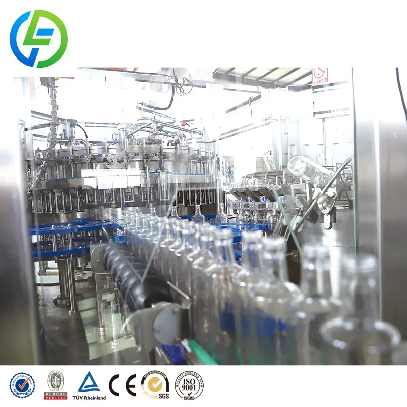 Fully Automatic Lemonade Sparkling Lemon Juice Soda Water Glass Bottling Filling Machines Beer Wine Filling and Packing Line