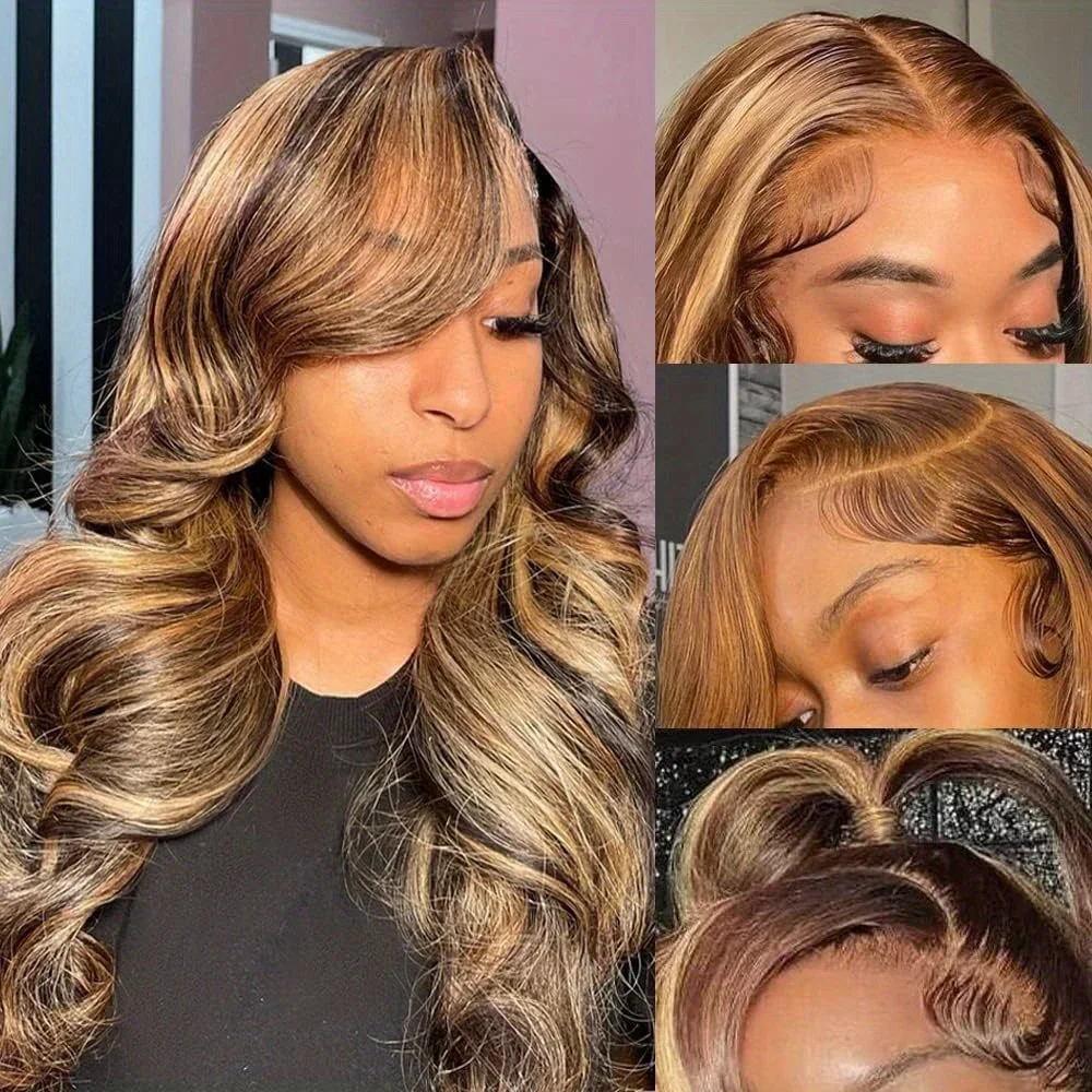 

Highlight Wig Human Hair Highlight 13x4 13x6 Lace Frontal Wig Human Hair 180% Density Highlight Ombre Body Wave Wig Human Hair