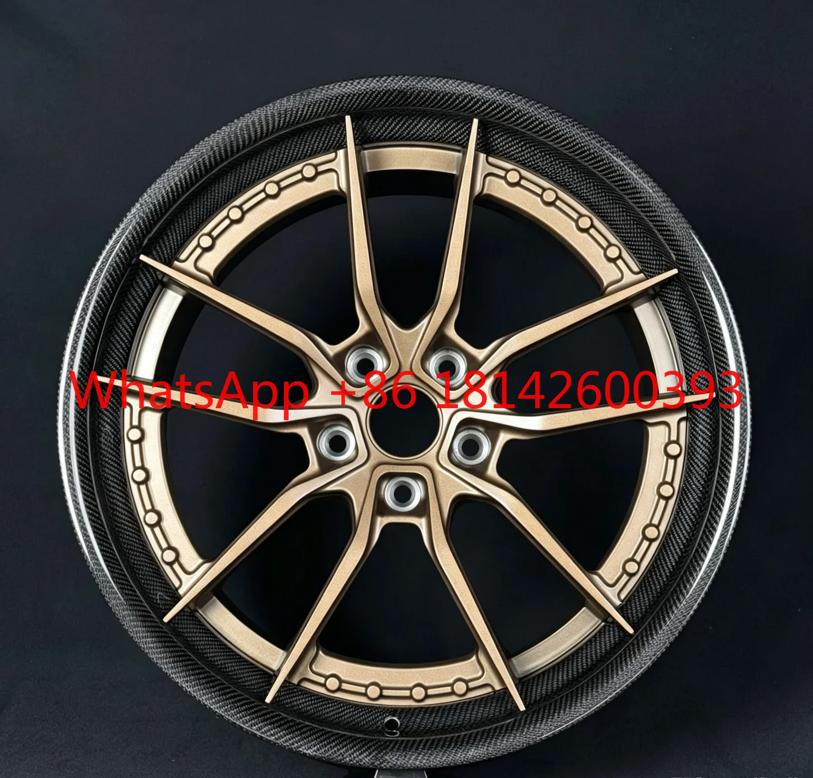 Matte Bronze Carbon Wrapped Forged Wheels, Full Carbon Fiber Rim Barrel Wrap Retro Tuning Rims for Sedan SUV Appearance Upgrade